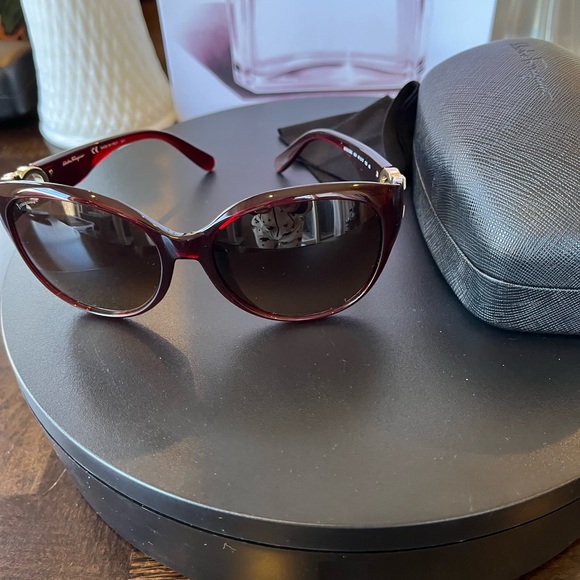 Salvatore Ferragamo Accessories - Salvatore Ferragamo Dark Red Sunglasses